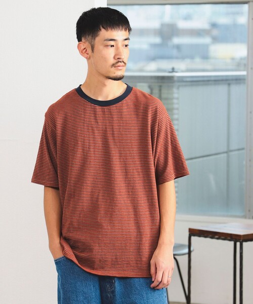 B:MING by BEAMS(ビーミングバイビームス)の「B:MING by BEAMS / リンガースラブ ボーダー Tシャツ(Tシャツ/カットソー・メンズ・ネイビー/ブラウン・MEDIUM/SMALL/LARGE/X-LARGE)」の10枚目の写真