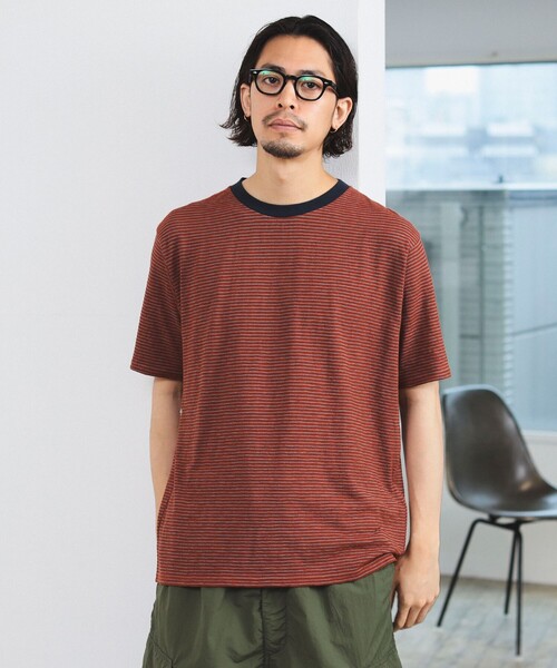 B:MING by BEAMS(ビーミングバイビームス)の「B:MING by BEAMS / リンガースラブ ボーダー Tシャツ(Tシャツ/カットソー・メンズ・ネイビー/ブラウン・MEDIUM/SMALL/LARGE/X-LARGE)」の13枚目の写真