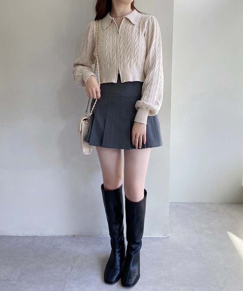 one after another NICE CLAUP（ワンアフターアナザーナイスクラップ）の「プリーツミニスカート（スカート・レディース・杢グレー/ブラック・FREE）」の10枚目の写真