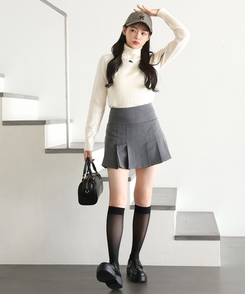 one after another NICE CLAUP（ワンアフターアナザーナイスクラップ）の「プリーツミニスカート（スカート・レディース・杢グレー/ブラック・FREE）」の12枚目の写真