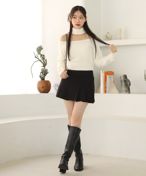 one after another NICE CLAUP（ワンアフターアナザーナイスクラップ）の「プリーツミニスカート（スカート・レディース・杢グレー/ブラック・FREE）」の14枚目の写真