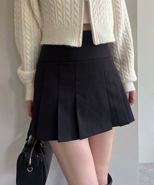 one after another NICE CLAUP（ワンアフターアナザーナイスクラップ）の「プリーツミニスカート（スカート・レディース・杢グレー/ブラック・FREE）」の3枚目の写真