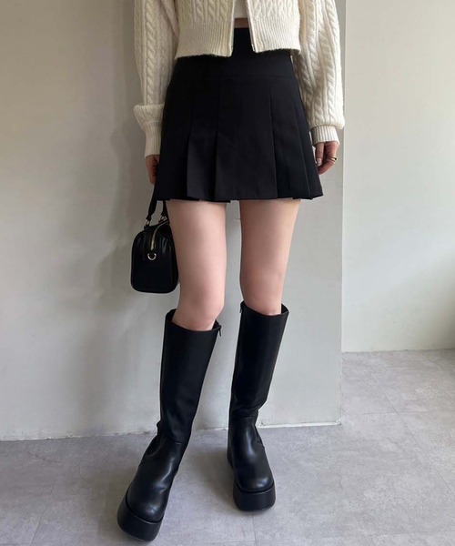 one after another NICE CLAUP（ワンアフターアナザーナイスクラップ）の「プリーツミニスカート（スカート・レディース・杢グレー/ブラック・FREE）」の4枚目の写真