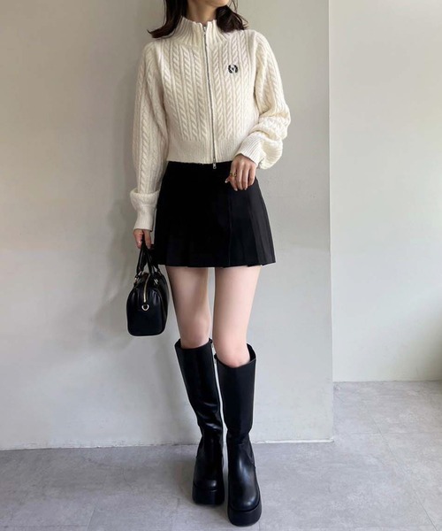 one after another NICE CLAUP（ワンアフターアナザーナイスクラップ）の「プリーツミニスカート（スカート・レディース・杢グレー/ブラック・FREE）」の5枚目の写真