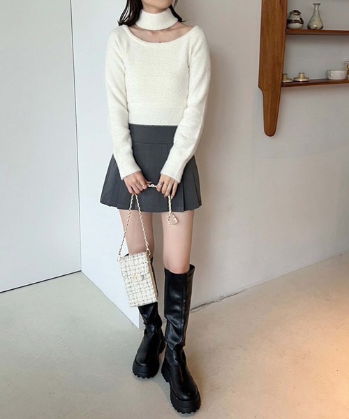 one after another NICE CLAUP（ワンアフターアナザーナイスクラップ）の「プリーツミニスカート（スカート・レディース・杢グレー/ブラック・FREE）」の7枚目の写真