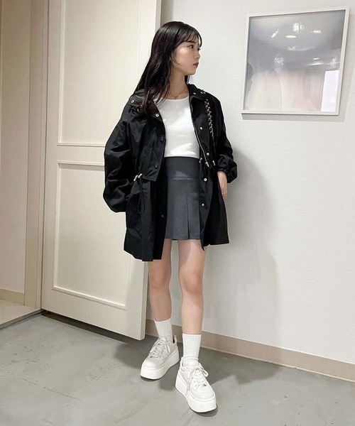 one after another NICE CLAUP（ワンアフターアナザーナイスクラップ）の「プリーツミニスカート（スカート・レディース・杢グレー/ブラック・FREE）」の22枚目の写真