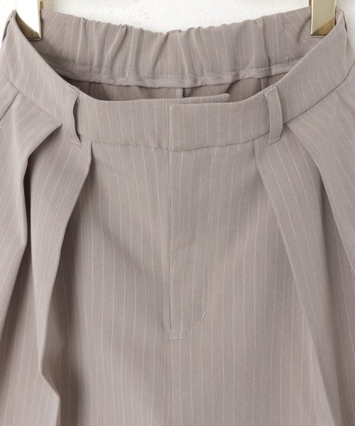 セール】無地/ ストライプ2タックスラックスワイドパンツ（スラックス