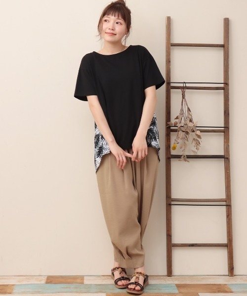 チチカカ(チチカカ)の「リーフプリントコンビプルオーバー(Tシャツ/カットソー・レディース・ブルー/ブラック・FREE)」の3枚目の写真