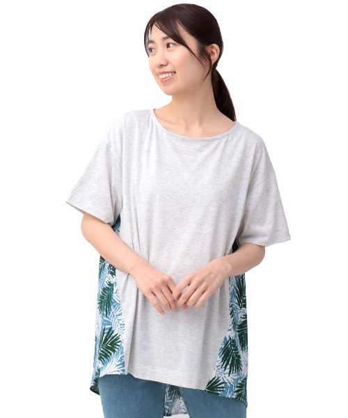 チチカカ(チチカカ)の「リーフプリントコンビプルオーバー(Tシャツ/カットソー・レディース・ブルー/ブラック・FREE)」の7枚目の写真