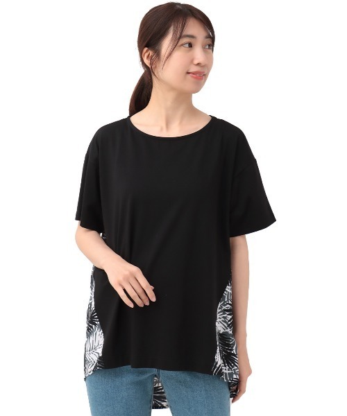 チチカカ(チチカカ)の「リーフプリントコンビプルオーバー(Tシャツ/カットソー・レディース・ブルー/ブラック・FREE)」の8枚目の写真
