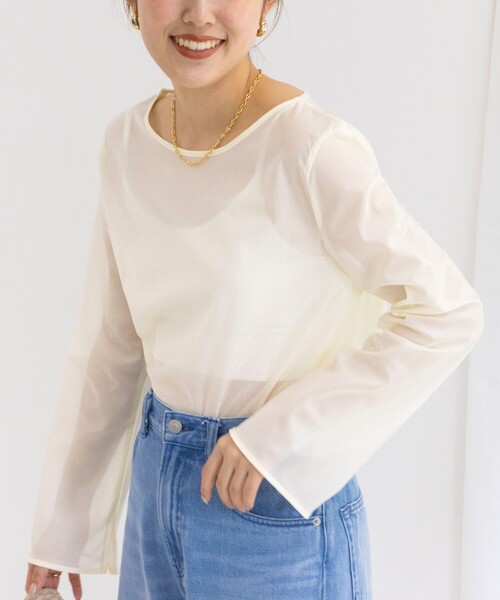 NOLLEY’S（ノーリーズ）の「ラメシアートリコットプルオーバーカットソー（Tシャツ/カットソー・レディース・ベージュ/ブラック/オフホワイト・38）」の2枚目の写真