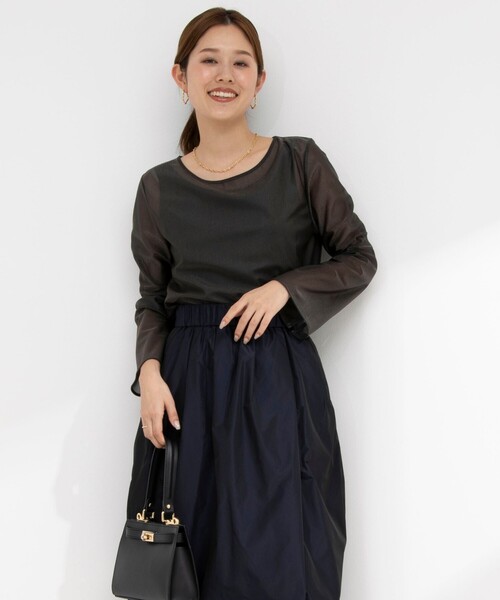 NOLLEY’S（ノーリーズ）の「ラメシアートリコットプルオーバーカットソー（Tシャツ/カットソー・レディース・ベージュ/ブラック/オフホワイト・38）」の9枚目の写真