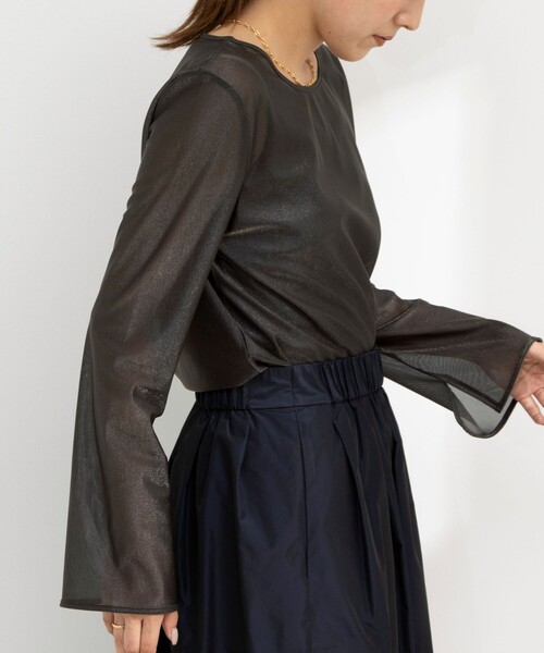 NOLLEY’S（ノーリーズ）の「ラメシアートリコットプルオーバーカットソー（Tシャツ/カットソー・レディース・ベージュ/ブラック/オフホワイト・38）」の14枚目の写真