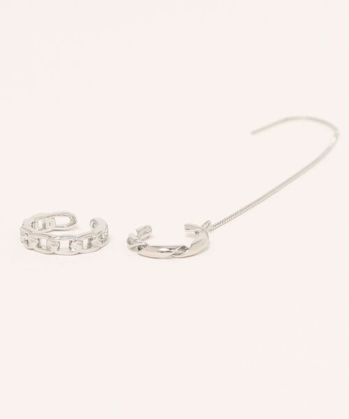 LA VORAGINE（ラ ヴォラジネ）の「ねじりチェーンピアス＆イヤーカフ　2点セット（ピアス（片耳用）・レディース・シルバー/ゴールド・FREE）」の3枚目の写真