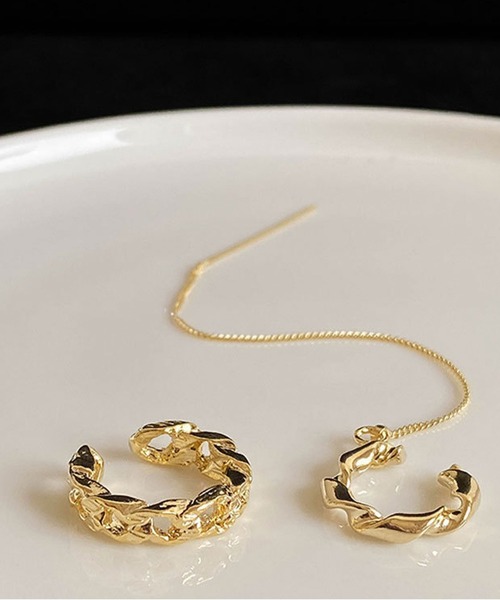 LA VORAGINE（ラ ヴォラジネ）の「ねじりチェーンピアス＆イヤーカフ　2点セット（ピアス（片耳用）・レディース・シルバー/ゴールド・FREE）」の6枚目の写真