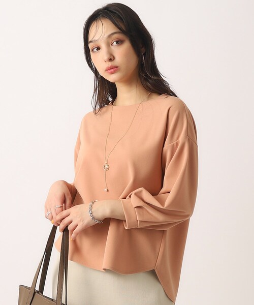 DRESKIP（ドレスキップ）の「◆【2点セット/8分袖】アクセサリー付き お袖口タックトップス（Tシャツ/カットソー・レディース・ブラック/オフホワイト/ライトグレー/オレンジ系・02/03/04）」の4枚目の写真