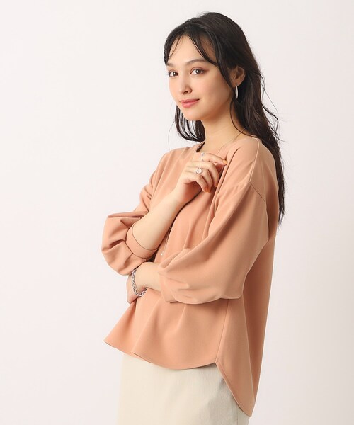 DRESKIP（ドレスキップ）の「◆【2点セット/8分袖】アクセサリー付き お袖口タックトップス（Tシャツ/カットソー・レディース・ブラック/オフホワイト/ライトグレー/オレンジ系・02/03/04）」の6枚目の写真