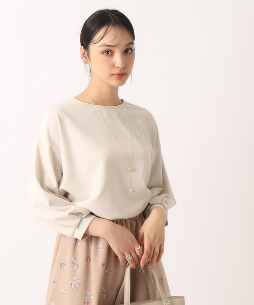 DRESKIP（ドレスキップ）の「◆【2点セット/8分袖】アクセサリー付き お袖口タックトップス（Tシャツ/カットソー・レディース・ブラック/オフホワイト/ライトグレー/オレンジ系・02/03/04）」の9枚目の写真