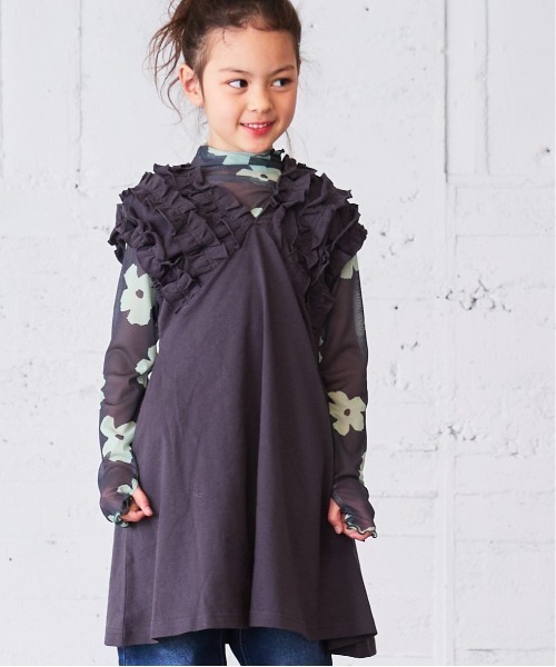 BIG FIELD（ビッグフィールド）の「ショルダーギャザーワンピース（90～150cm）（ワンピース・キッズ・アイボリー/チャコール/ラベンダー・90/100/110/120/130/140/150）」の9枚目の写真