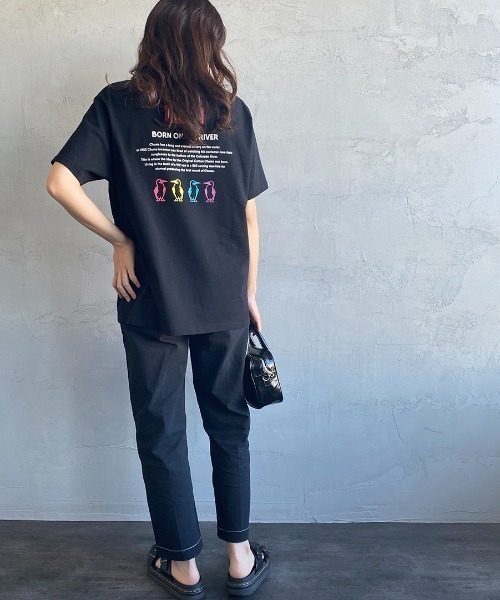 CHUMS（チャムス）の「[CHUMS/チャムス] 別注 ヒストリーロゴ バックプリントショートスリーブTシャツ（Tシャツ/カットソー・レディース・ブラック/ホワイト・XL/L/M/XXL）」の7枚目の写真