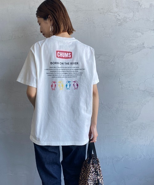 CHUMS（チャムス）の「[CHUMS/チャムス] 別注 ヒストリーロゴ バックプリントショートスリーブTシャツ（Tシャツ/カットソー・レディース・ブラック/ホワイト・XL/L/M/XXL）」の14枚目の写真