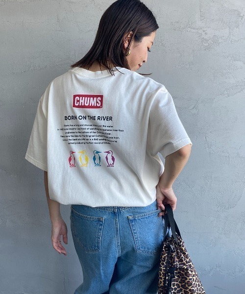 CHUMS（チャムス）の「[CHUMS/チャムス] 別注 ヒストリーロゴ バックプリントショートスリーブTシャツ（Tシャツ/カットソー・レディース・ブラック/ホワイト・XL/L/M/XXL）」の18枚目の写真