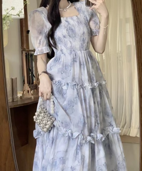 早い者勝ち！透明感花柄シアーワンピース　完売 シアーチェックフラワー柄ワンピース｜WOMEN｜250ISB33-431C