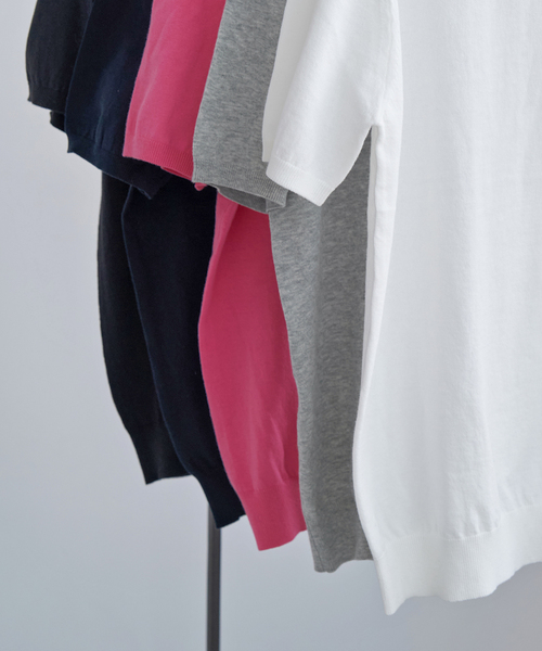 Spick & Span(スピックアンドスパン)の「SEA ISLAND COTTON ショートスリーブプルオーバー(ニット/セーター・レディース・ネイビー/ピンク/ホワイト/ライトグレー/ブラック・FREE)」の8枚目の写真