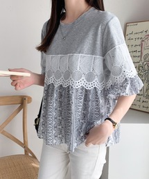 Diosfront | 異素材ドッキングペプラムフレアブラウス(シャツ/ブラウス)