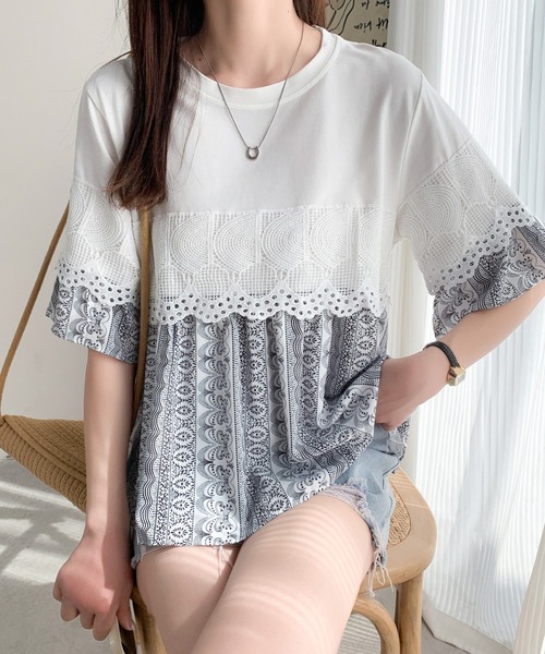 Diosfront（ディオスフロント）の「異素材ドッキングペプラムフレアブラウス（シャツ/ブラウス・レディース・グレー/ブラック/ホワイト・FREE）」の20枚目の写真