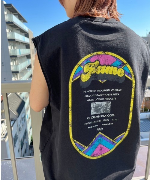 ENIM BY VICKY（エニムバイビッキー）の「アイスクリームフレンチTシャツ《洗濯機で洗える》（Tシャツ/カットソー・レディース・オフホワイト/チャコールグレー・M）」の3枚目の写真