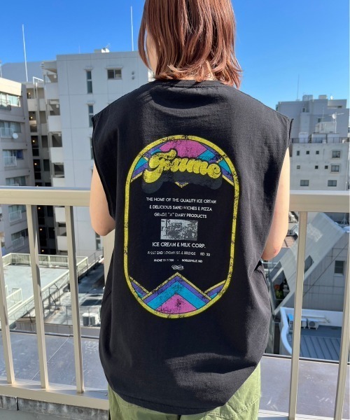 ENIM BY VICKY（エニムバイビッキー）の「アイスクリームフレンチTシャツ《洗濯機で洗える》（Tシャツ/カットソー・レディース・オフホワイト/チャコールグレー・M）」の5枚目の写真