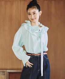 TITE IN THE STORE | フリル衿ストライプブラウス(Tシャツ/カットソー)