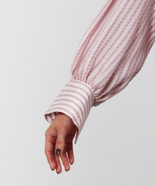 TITE IN THE STORE（ティテ　インザ　ストア）の「フリル衿ストライプブラウス（Tシャツ/カットソー・レディース・レッド/ブルー・FREE）」の16枚目の写真