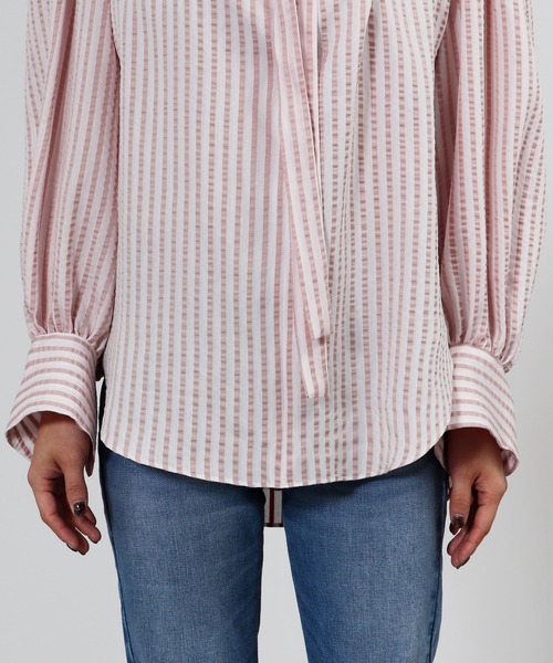 TITE IN THE STORE（ティテ　インザ　ストア）の「フリル衿ストライプブラウス（Tシャツ/カットソー・レディース・レッド/ブルー・FREE）」の17枚目の写真