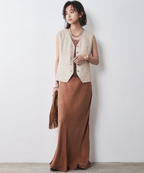 CHIC STYLE（シックスタイル）の「＜大きいサイズ＞麻混ベスト シックスタイル（ベスト・レディース・ブラック/ベージュ・L/5L/4L/3L/LL）」の3枚目の写真