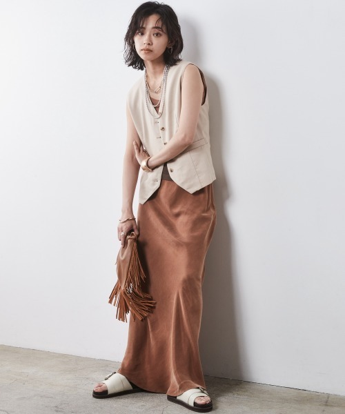 CHIC STYLE（シックスタイル）の「＜大きいサイズ＞麻混ベスト シックスタイル（ベスト・レディース・ブラック/ベージュ・L/5L/4L/3L/LL）」の9枚目の写真