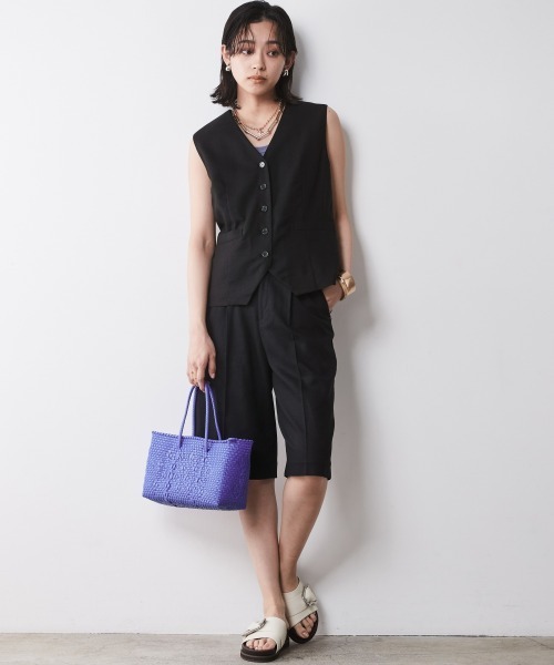 CHIC STYLE（シックスタイル）の「＜大きいサイズ＞麻混ベスト シックスタイル（ベスト・レディース・ブラック/ベージュ・L/5L/4L/3L/LL）」の4枚目の写真