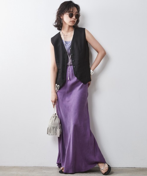 CHIC STYLE（シックスタイル）の「＜大きいサイズ＞麻混ベスト シックスタイル（ベスト・レディース・ブラック/ベージュ・L/5L/4L/3L/LL）」の6枚目の写真