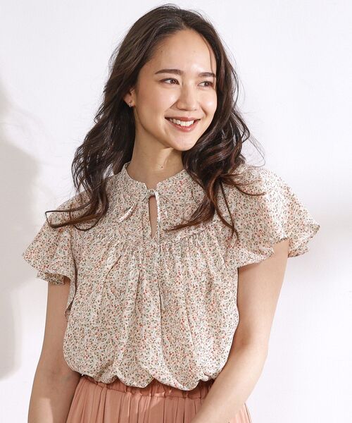 DRESKIP（ドレスキップ）の「◆【無理せずキレイ】お袖フリル リボン付きギャザーブラウス（シャツ/ブラウス・レディース・ライトイエロー系/ネイビー系/ホワイト系3/オフホワイト/ブラック・04/03/02）」の3枚目の写真