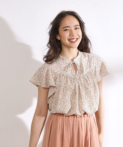 DRESKIP（ドレスキップ）の「◆【無理せずキレイ】お袖フリル リボン付きギャザーブラウス（シャツ/ブラウス・レディース・ライトイエロー系/ネイビー系/ホワイト系3/オフホワイト/ブラック・04/03/02）」の6枚目の写真