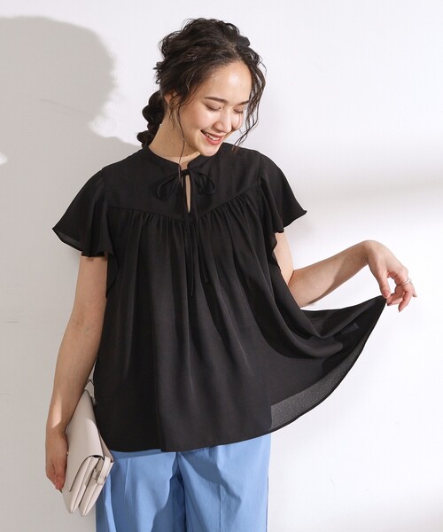 DRESKIP（ドレスキップ）の「◆【無理せずキレイ】お袖フリル リボン付きギャザーブラウス（シャツ/ブラウス・レディース・ライトイエロー系/ネイビー系/ホワイト系3/オフホワイト/ブラック・04/03/02）」の21枚目の写真