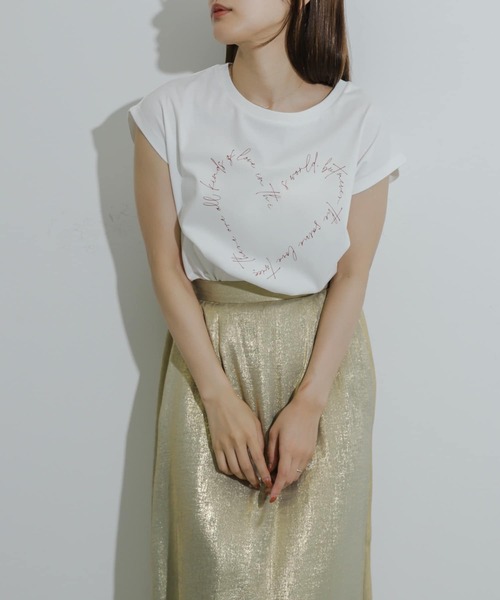 HEYUMM（ヘユム）の「グラフィックフレンチスリーブトップ（Tシャツ/カットソー・レディース・その他1/その他2/その他3・ONE）」の3枚目の写真