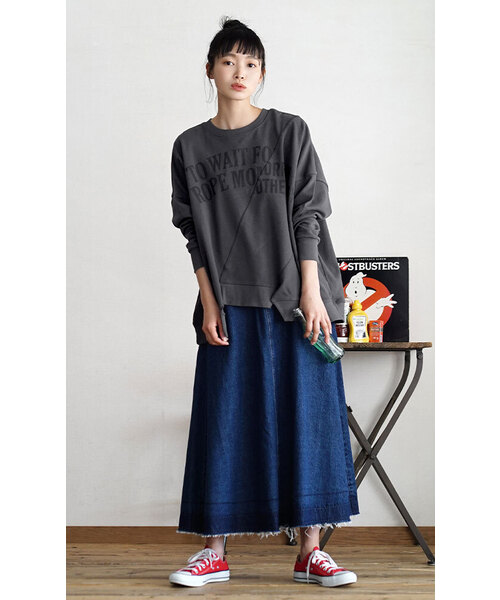 zootie（ズーティー）の「リメイク風ロングデニムスカート（デニムスカート・レディース・ネイビー・M）」の2枚目の写真