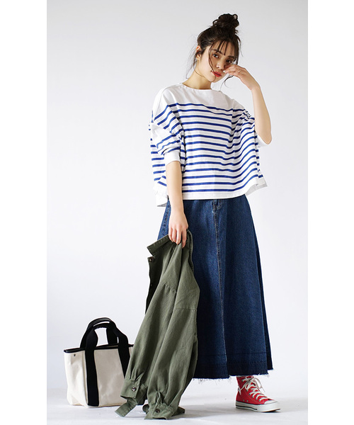 zootie（ズーティー）の「リメイク風ロングデニムスカート（デニムスカート・レディース・ネイビー・M）」の3枚目の写真