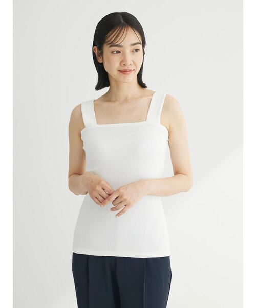 Green　Parks（グリーンパークス）の「スクエアリブタンクトップ（タンクトップ・レディース・ブラック/ブルー/オフホワイト・FREE）」の7枚目の写真