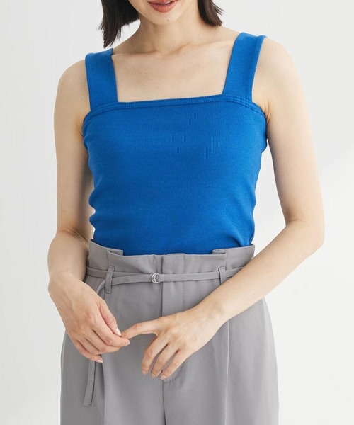 Green　Parks（グリーンパークス）の「スクエアリブタンクトップ（タンクトップ・レディース・ブラック/ブルー/オフホワイト・FREE）」の3枚目の写真
