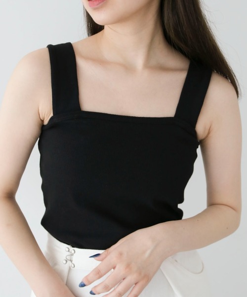 Green　Parks（グリーンパークス）の「スクエアリブタンクトップ（タンクトップ・レディース・ブラック/ブルー/オフホワイト・FREE）」の2枚目の写真