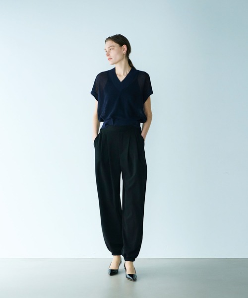 N.O.R.C（ノーク）の「Vネックニットベスト（ベスト・レディース・ネイビー/グリーン・フリー）」の5枚目の写真