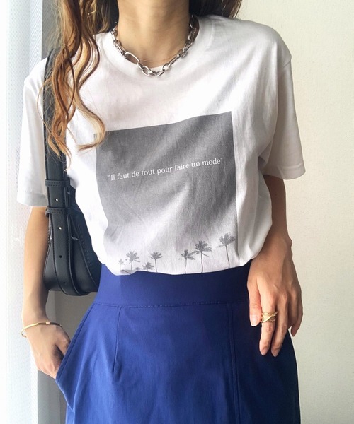 Q（キュー）の「sunrise T（Tシャツ/カットソー・レディース・ホワイト/ライトグレー・MEDIUM）」の11枚目の写真